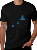 Nautical Sailboat Graphic Black T-Shirt