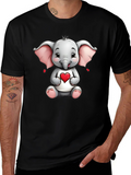 Cute Elephant with Heart Graphic Tee