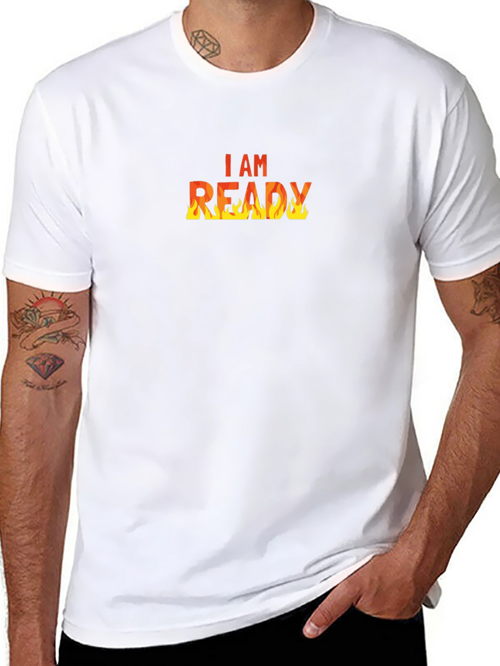 I AM READY Flame Graphic Black T-Shirt