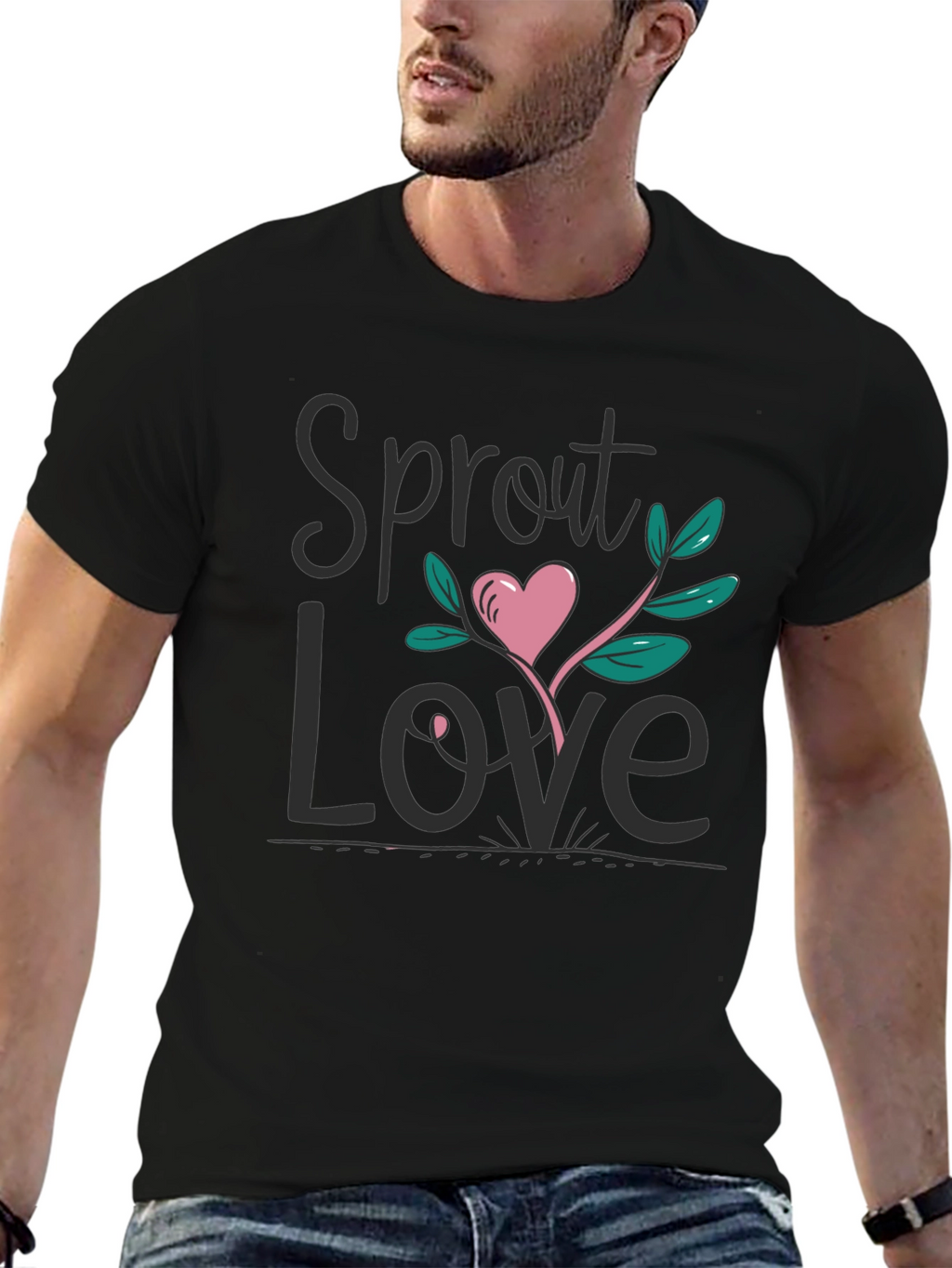 Sprout Love Black Graphic Tee