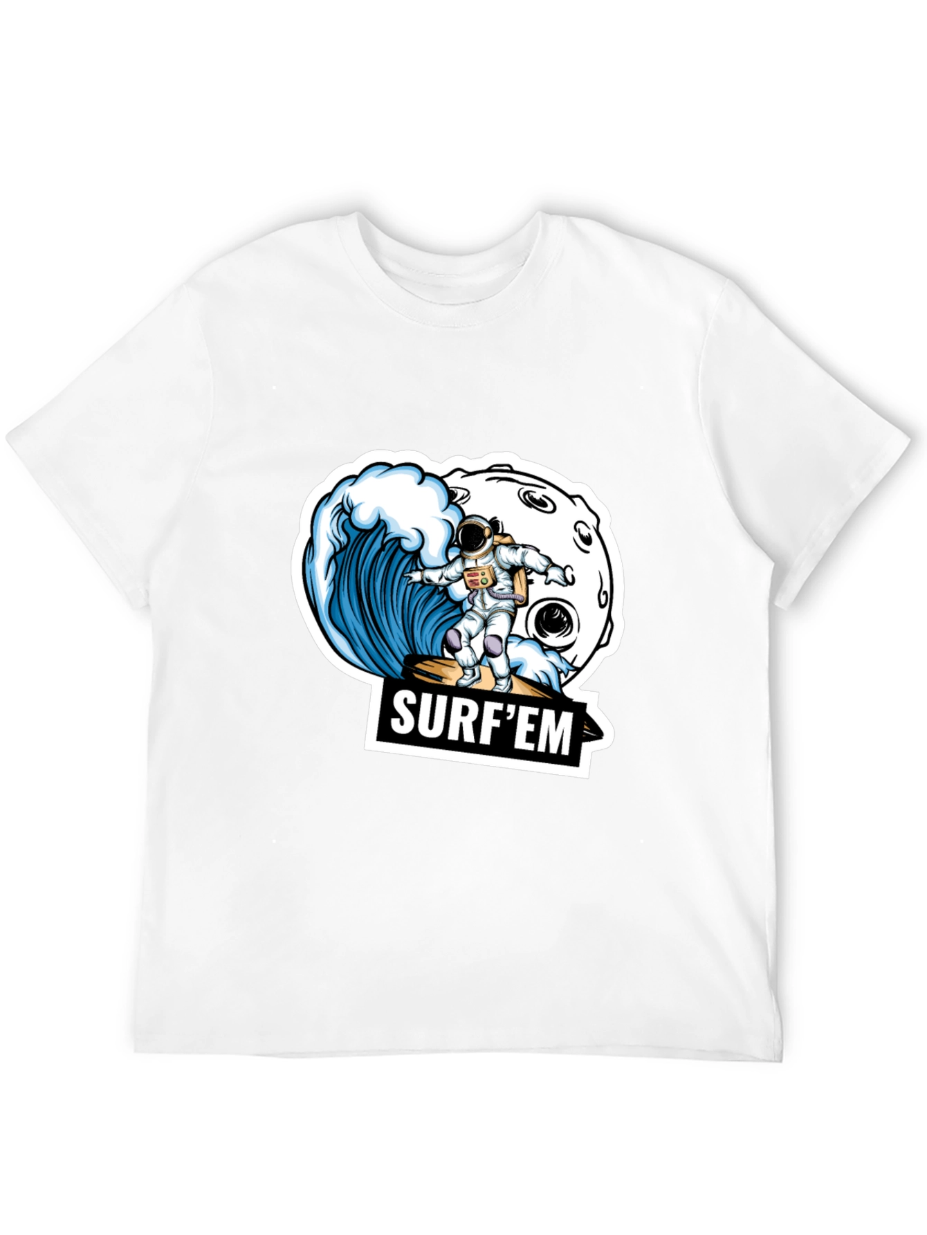 Astronaut Surfing T-Shirt - Space Wave Design