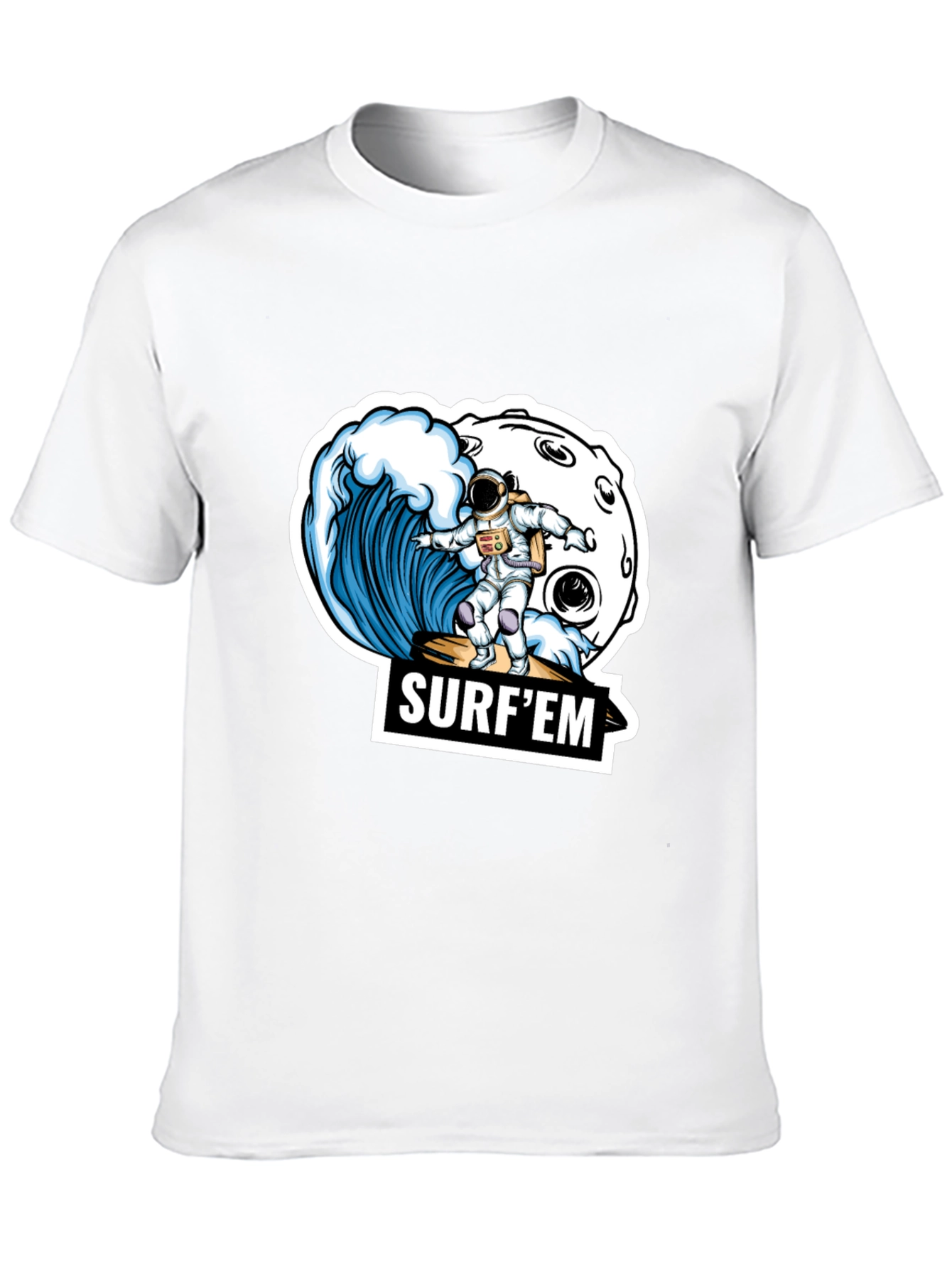 Astronaut Surfing T-Shirt - Space Wave Design