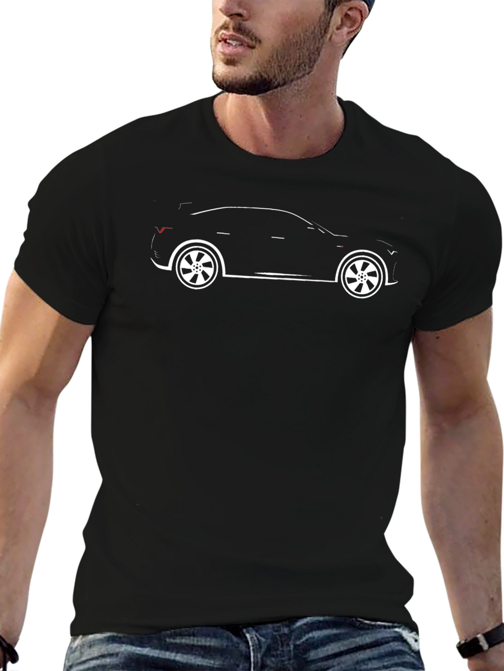 Car Silhouette Graphic Tee - Black