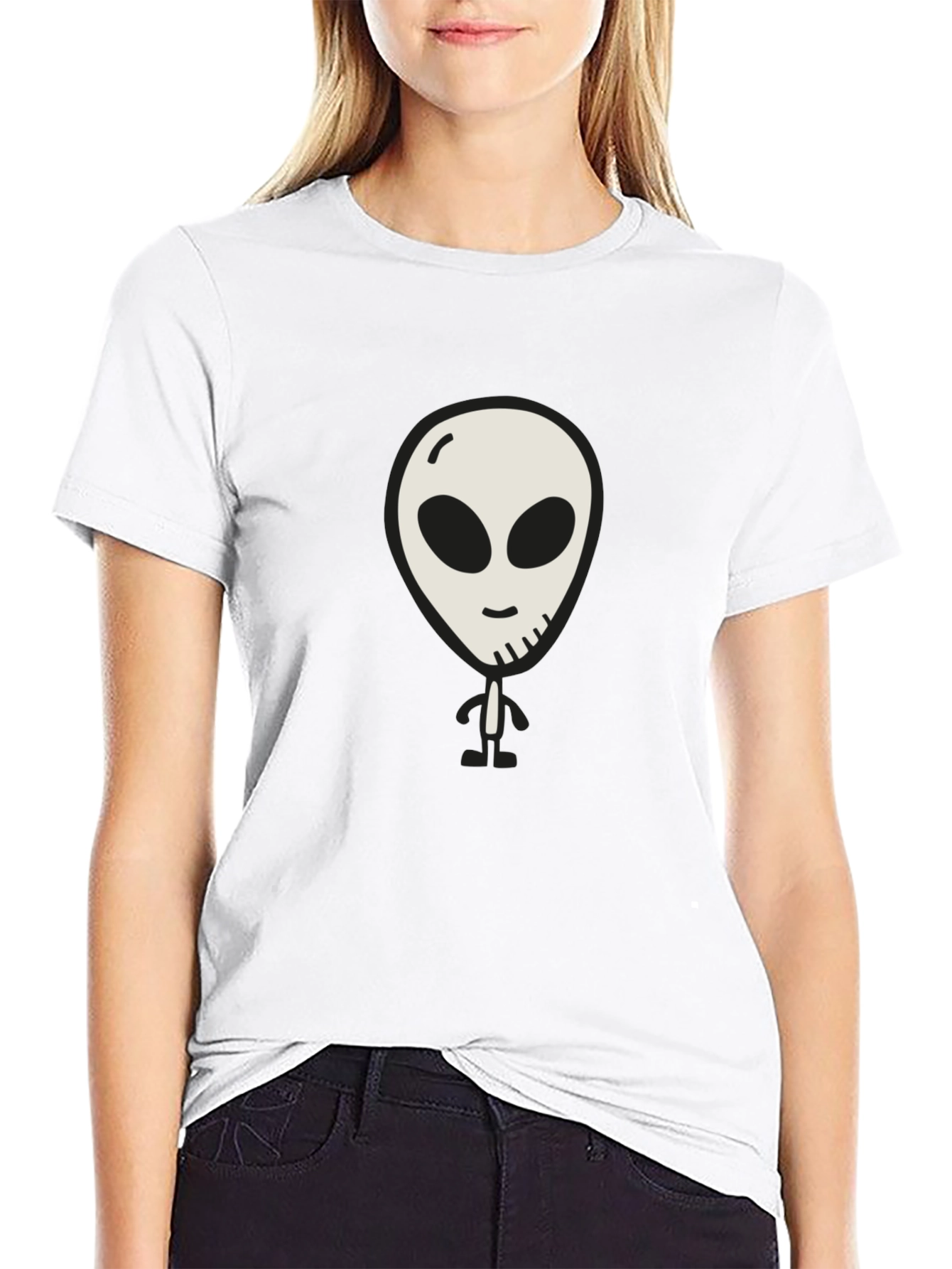 Alien Graphic Print Black T-Shirt
