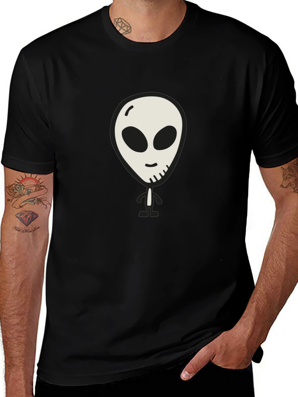 Alien Graphic Print Black T-Shirt