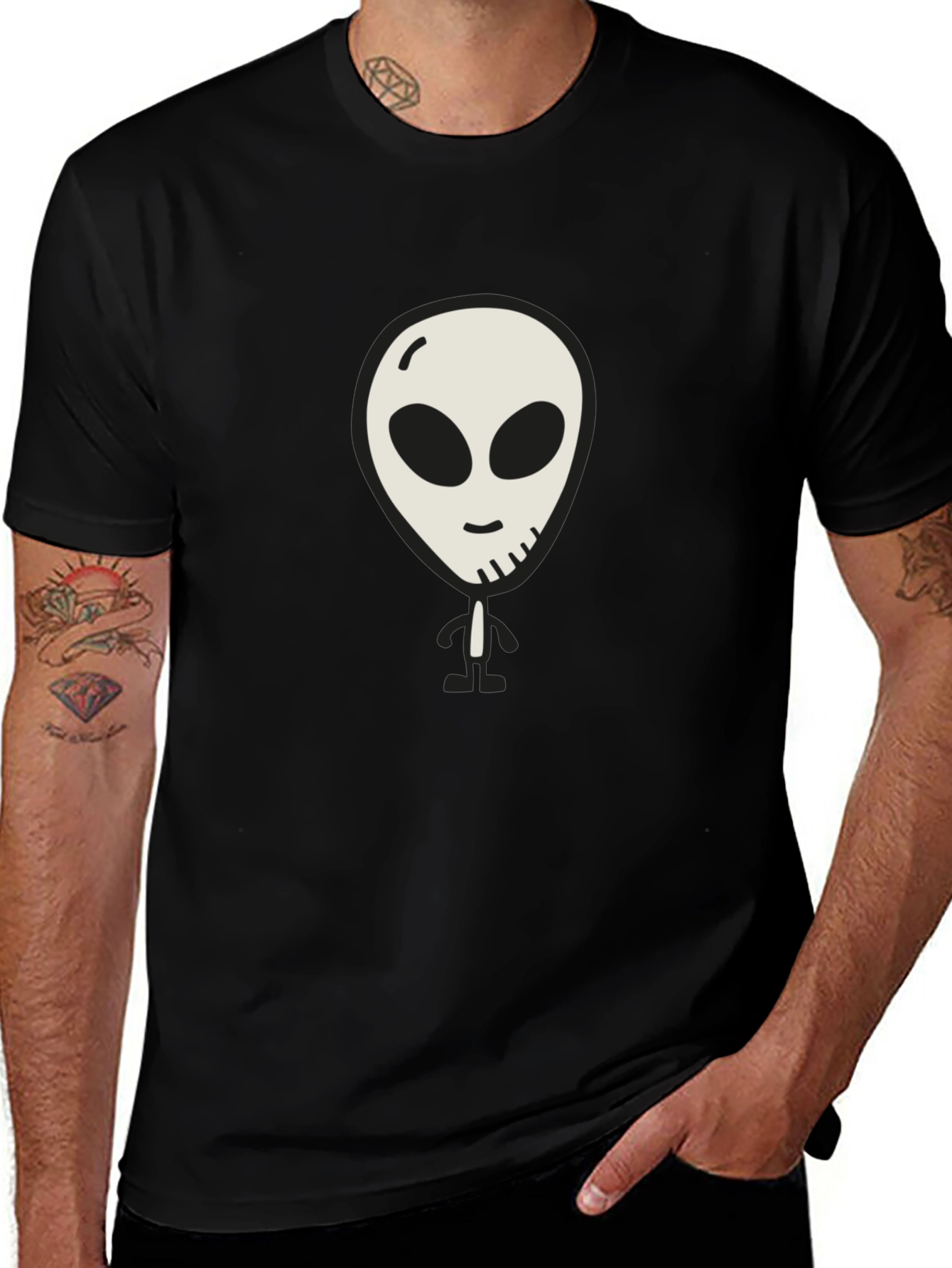 Alien Graphic Print Black T-Shirt