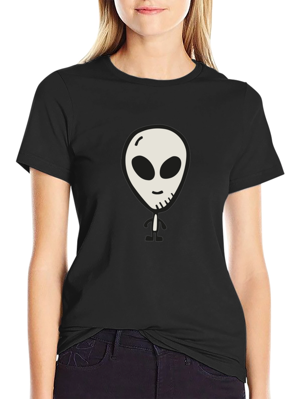 Alien Graphic Print Black T-Shirt