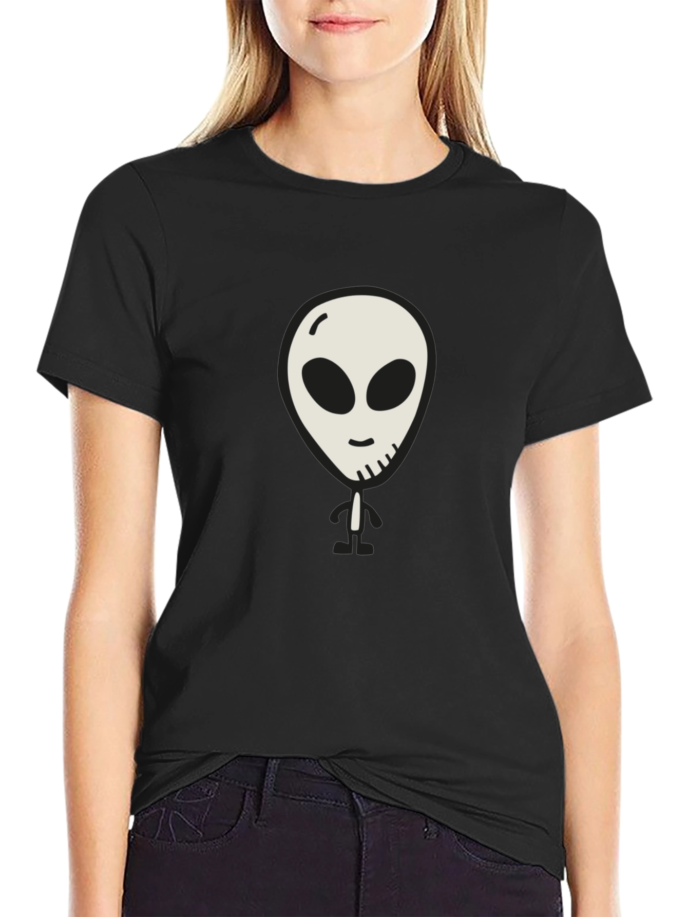Alien Graphic Print Black T-Shirt