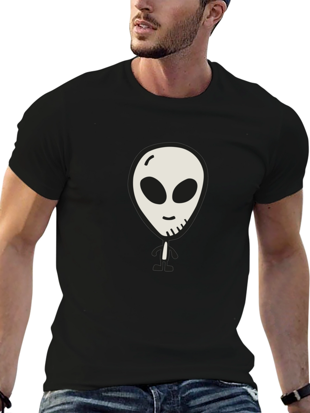 Alien Graphic Print Black T-Shirt