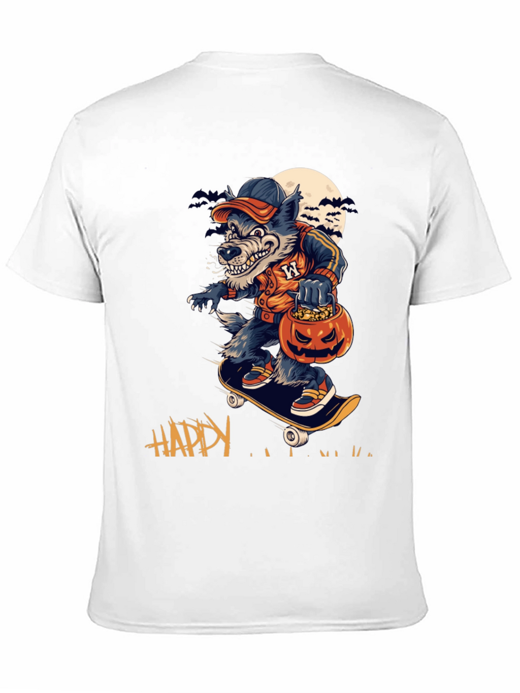 Skateboarding Werewolf Halloween Tee