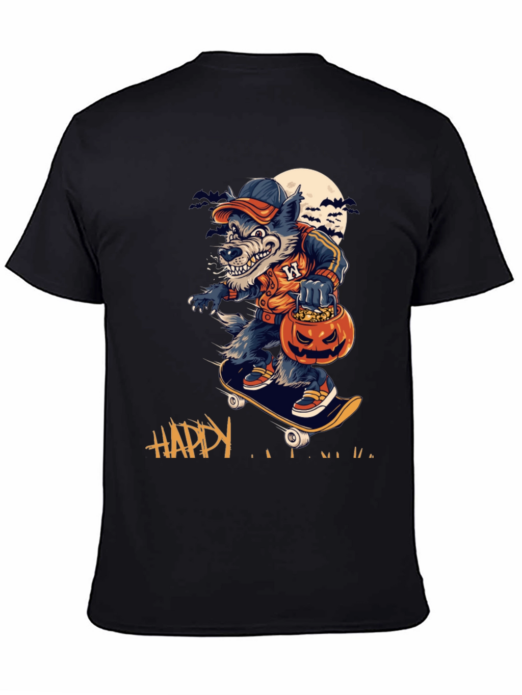 Skateboarding Werewolf Halloween Tee