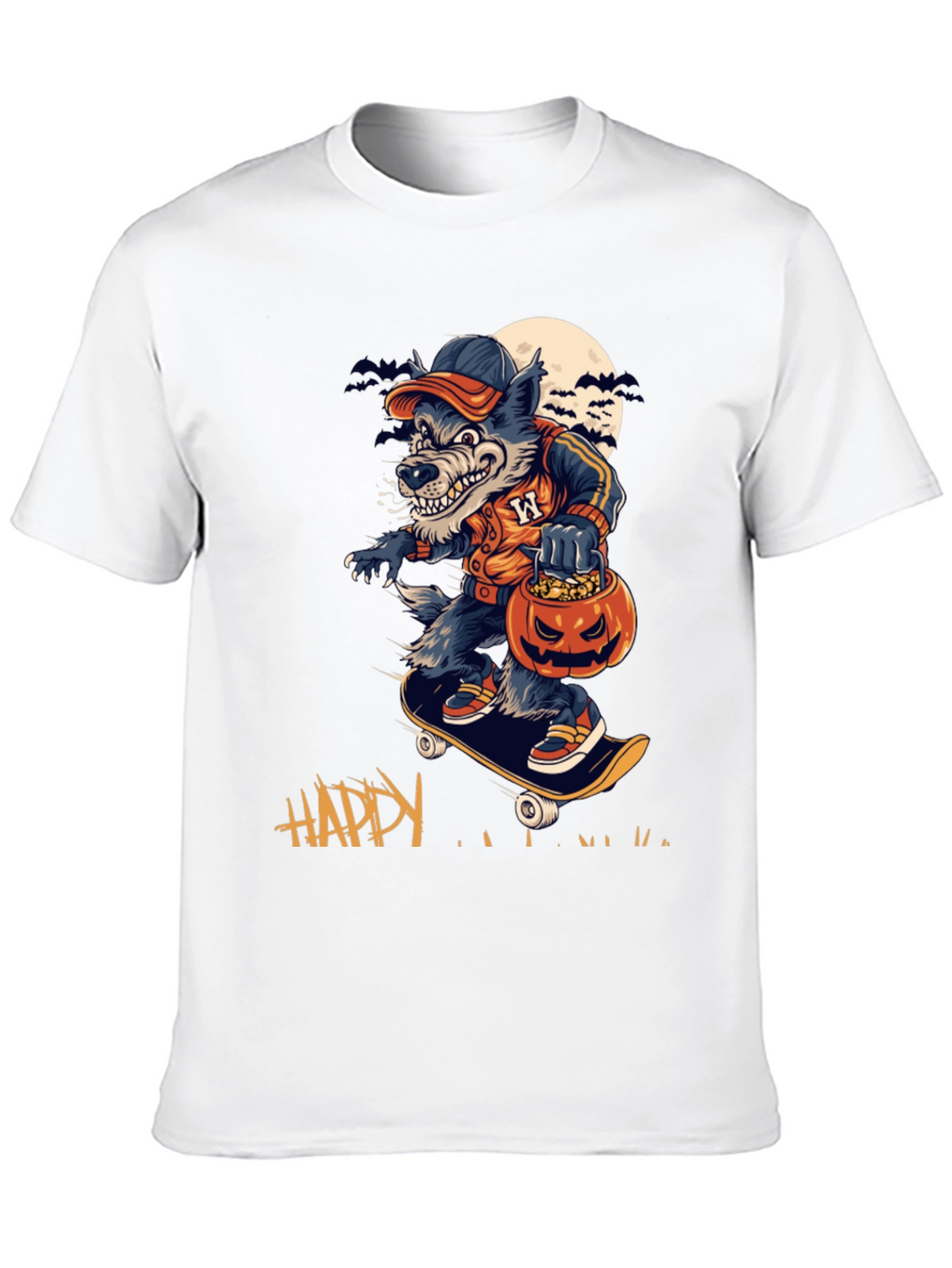 Skateboarding Werewolf Halloween Tee
