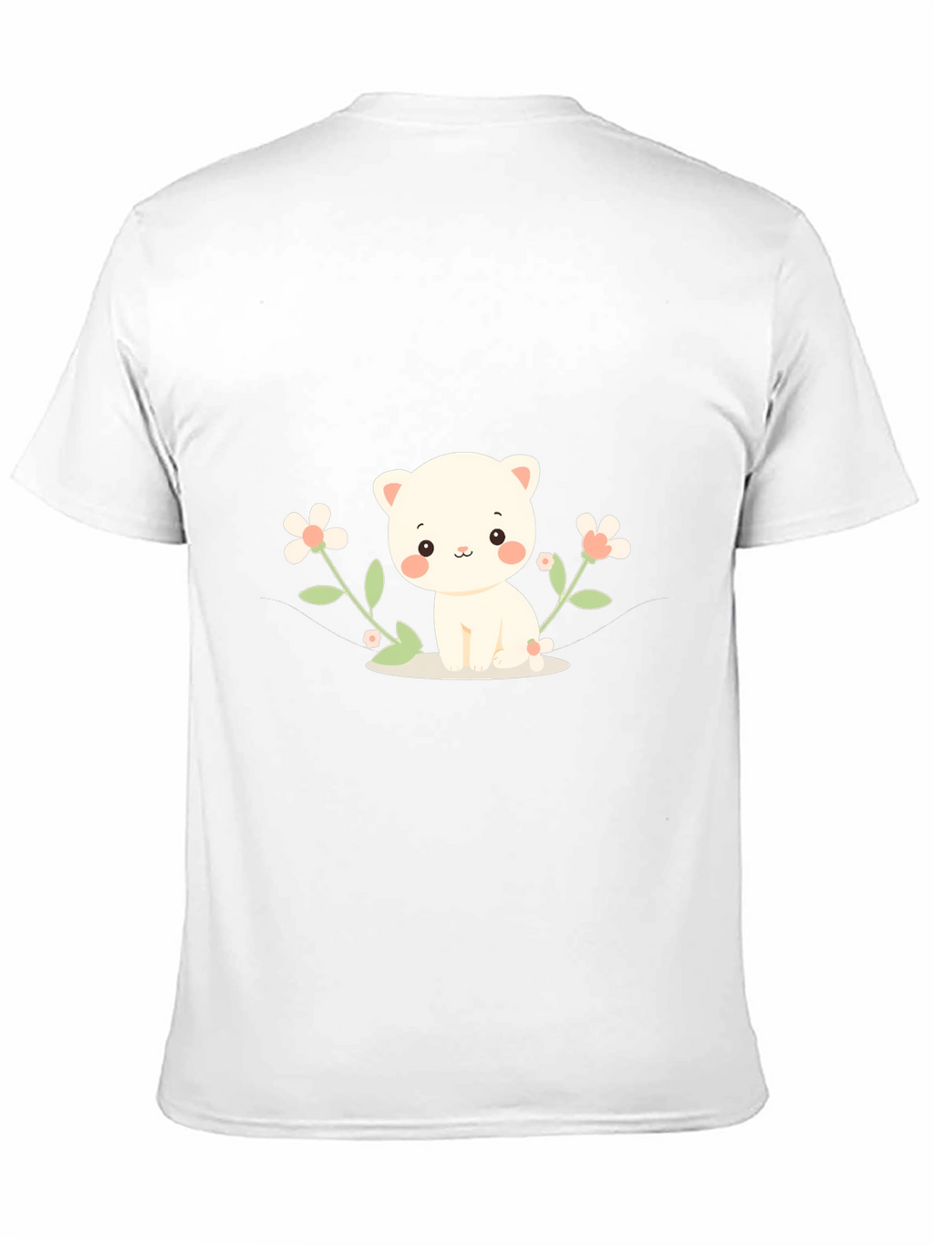Cute Kitten & Flowers Graphic T-Shirt