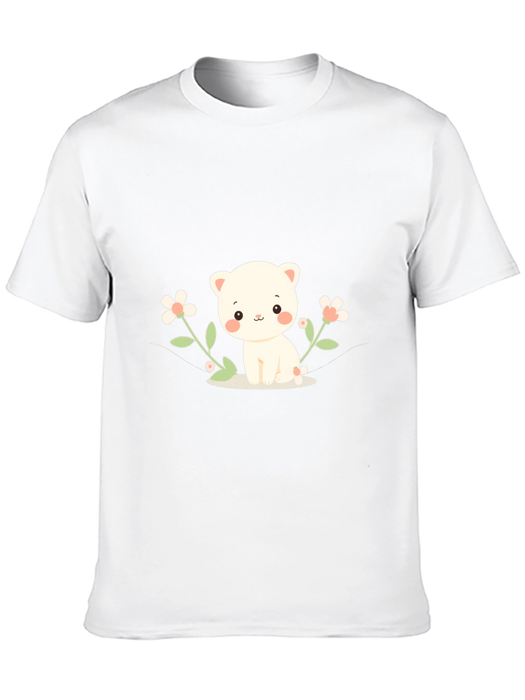 Cute Kitten & Flowers Graphic T-Shirt