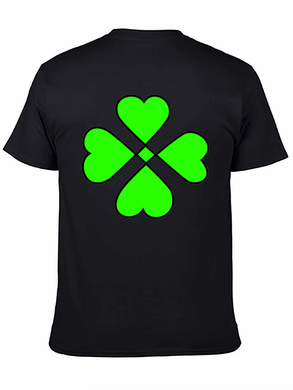 Lucky Green Clover Graphic Black T-Shirt