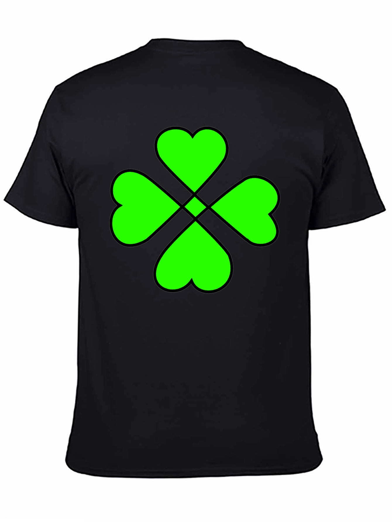 Lucky Green Clover Graphic Black T-Shirt