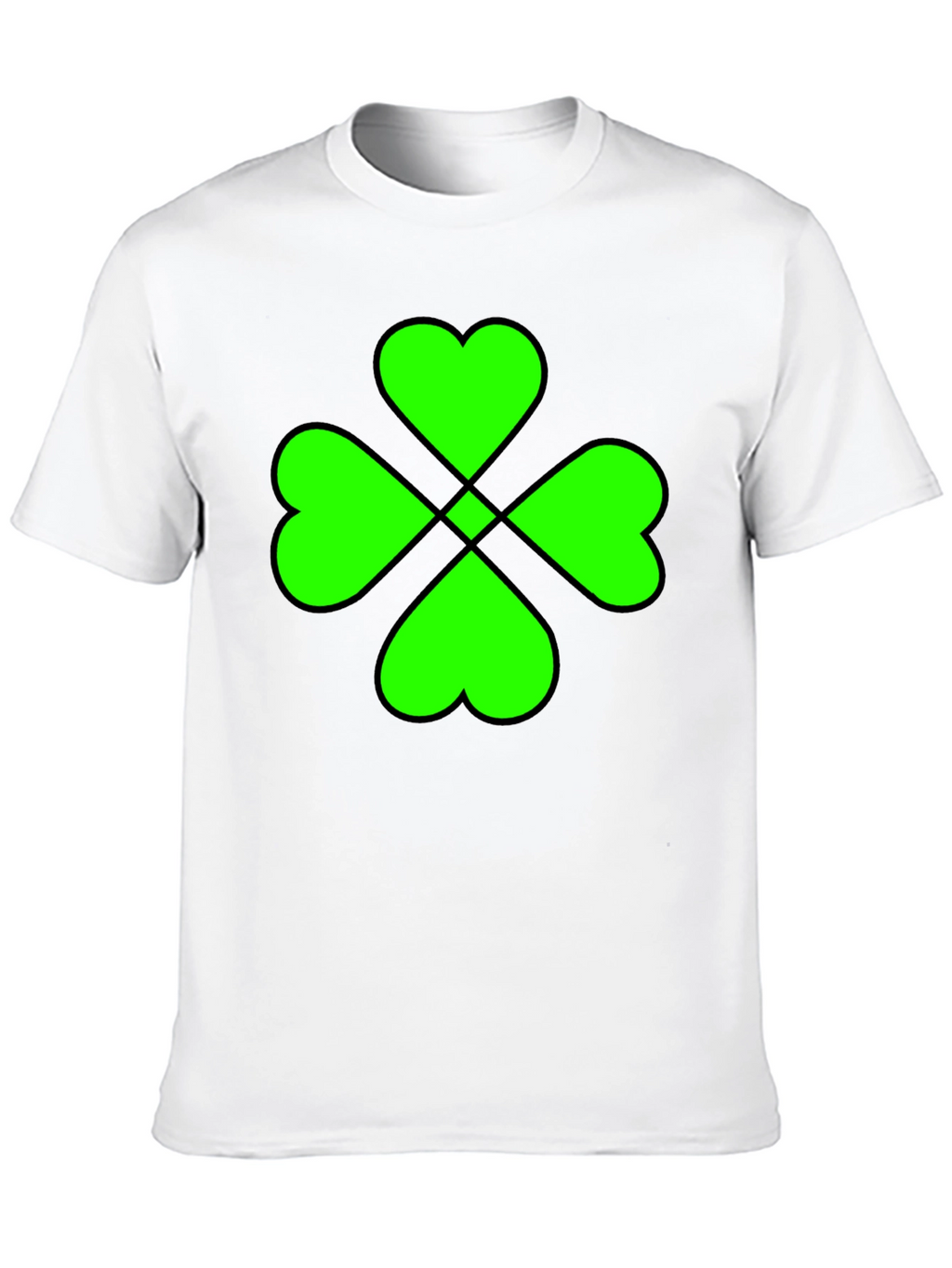 Lucky Green Clover Graphic Black T-Shirt