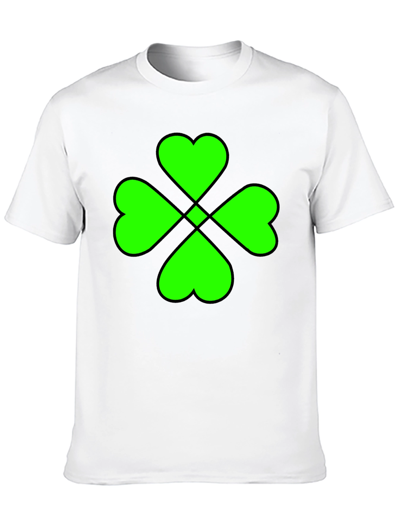 Lucky Green Clover Graphic Black T-Shirt