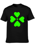 Lucky Green Clover Graphic Black T-Shirt