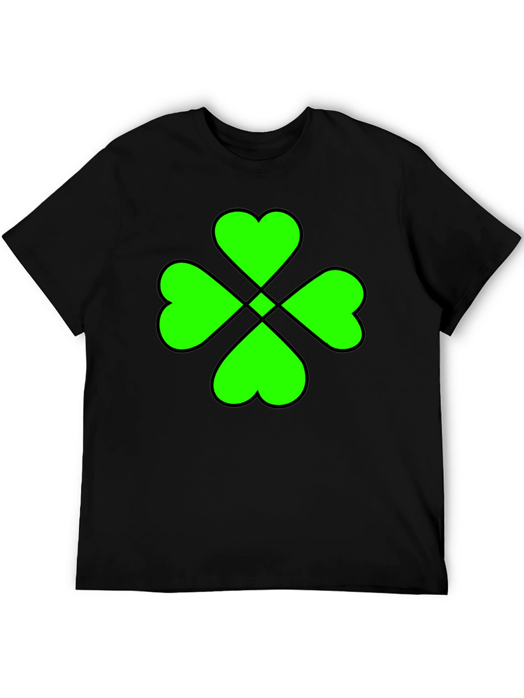 Lucky Green Clover Graphic Black T-Shirt