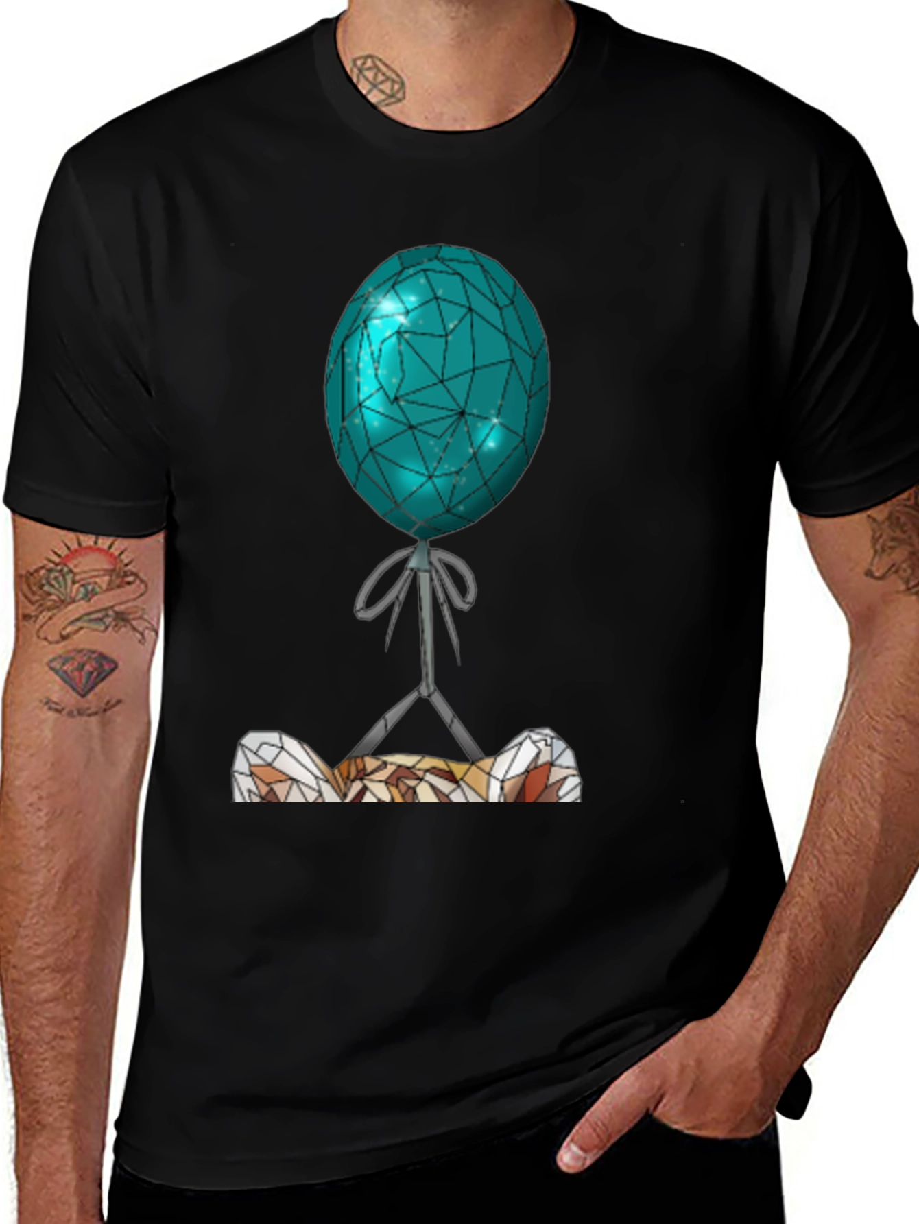 Abstract Balloon Graphic Tee - Mens Black T-Shirt