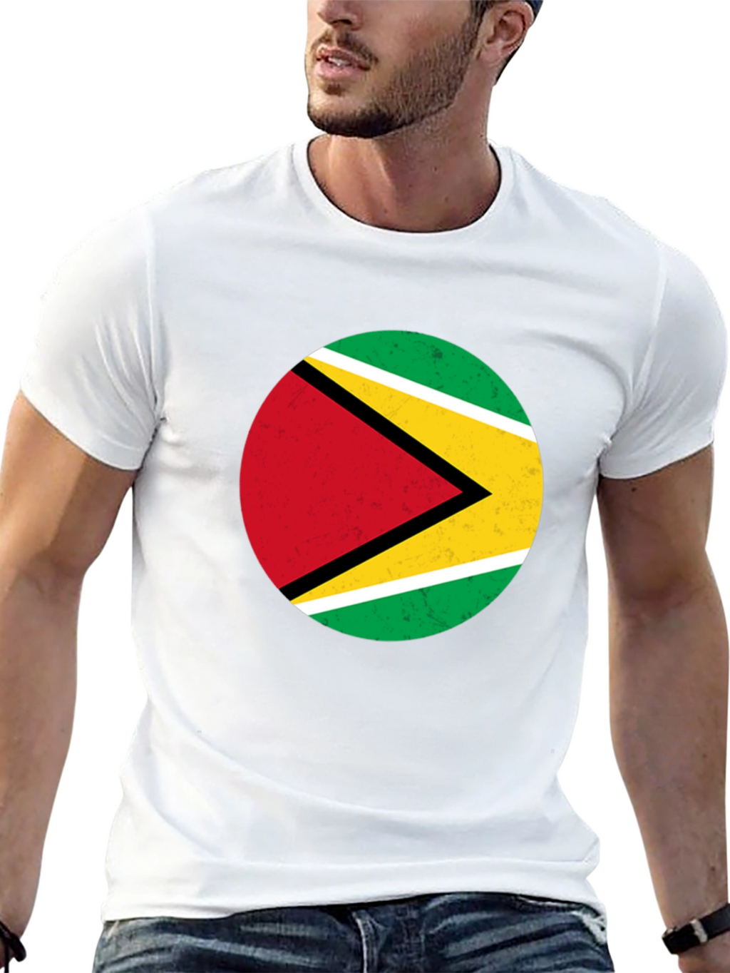 Guyana Flag Graphic Black T-Shirt