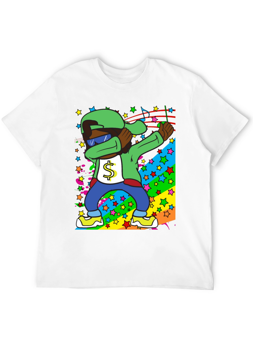 Dabbing Cartoon Graphic T-Shirt - Black