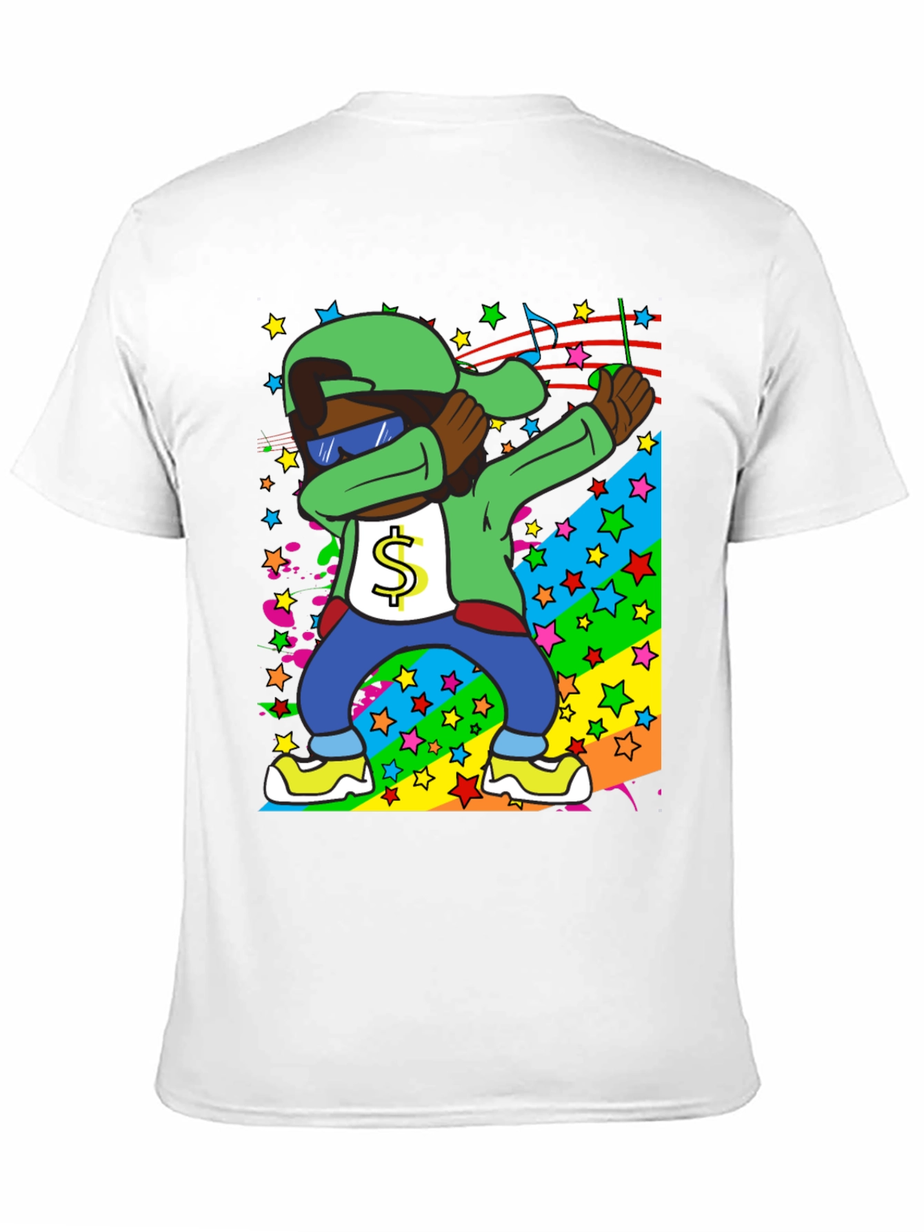 Dabbing Cartoon Graphic T-Shirt - Black