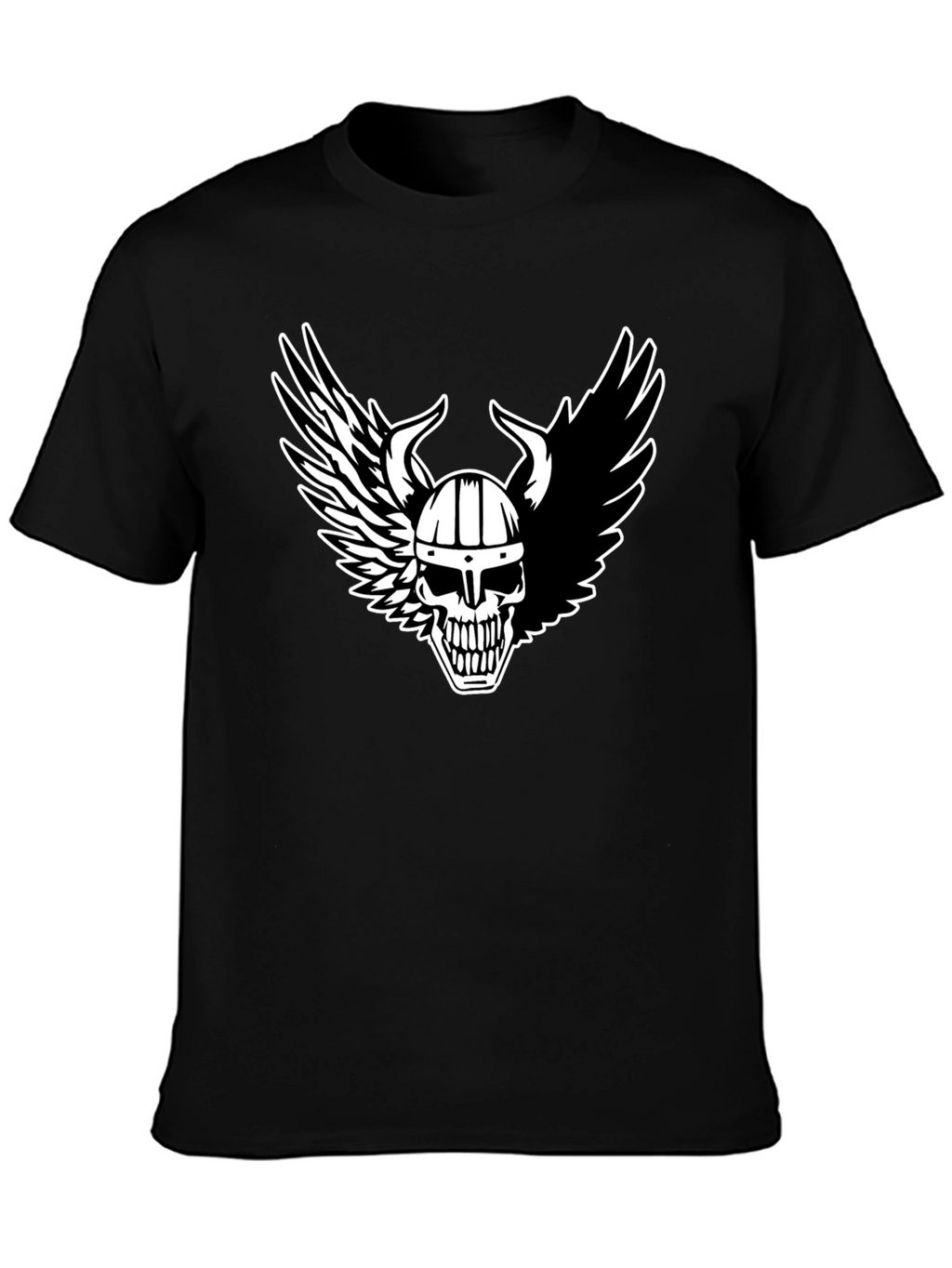 Viking Skull Winged T-Shirt - Black