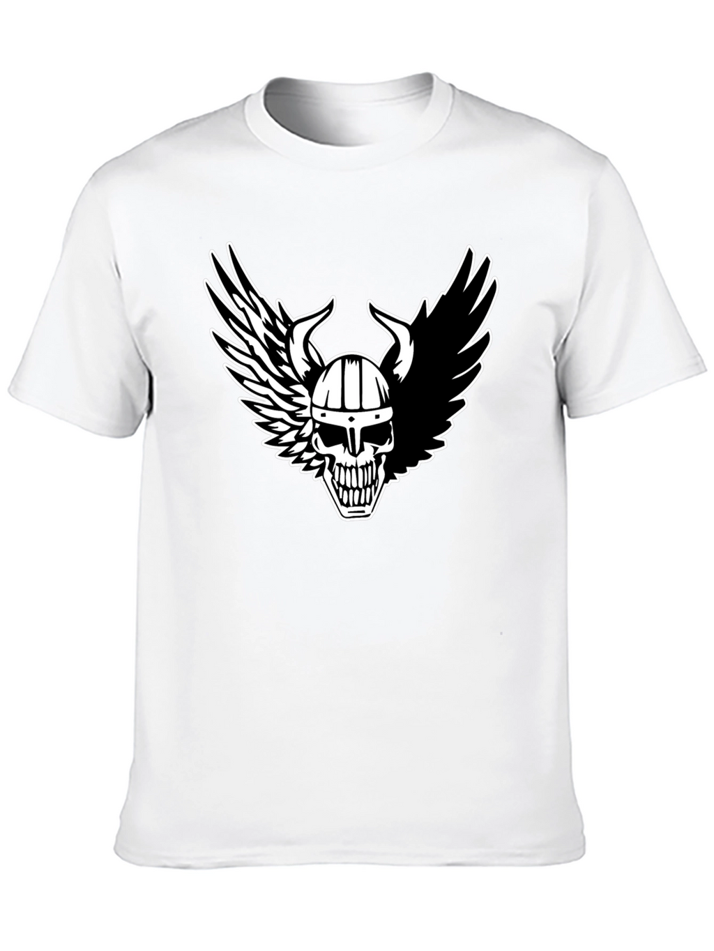 Viking Skull Winged T-Shirt - Black