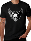 Viking Skull Winged T-Shirt - Black