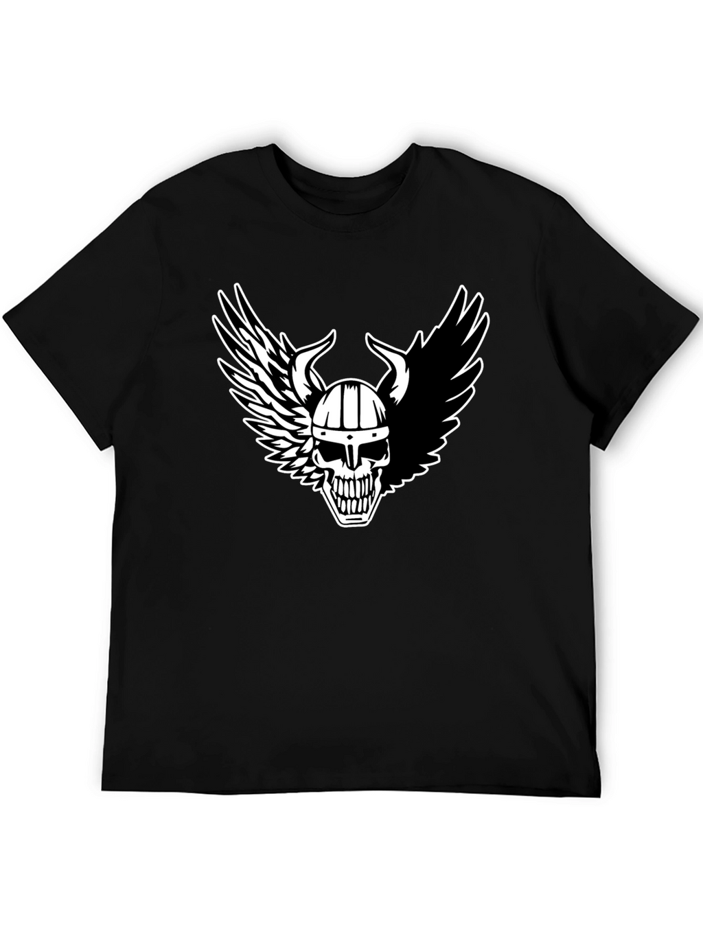 Viking Skull Winged T-Shirt - Black