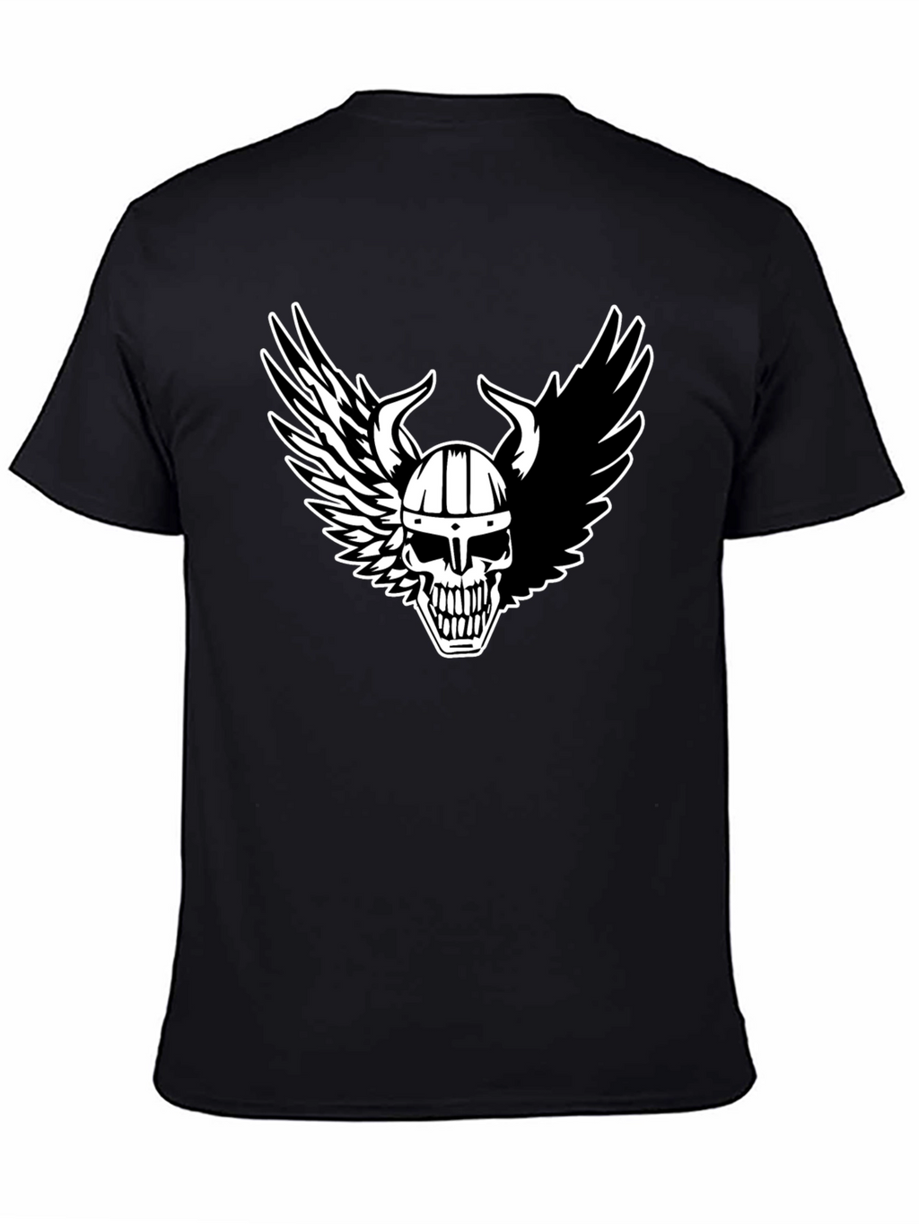 Viking Skull Winged T-Shirt - Black