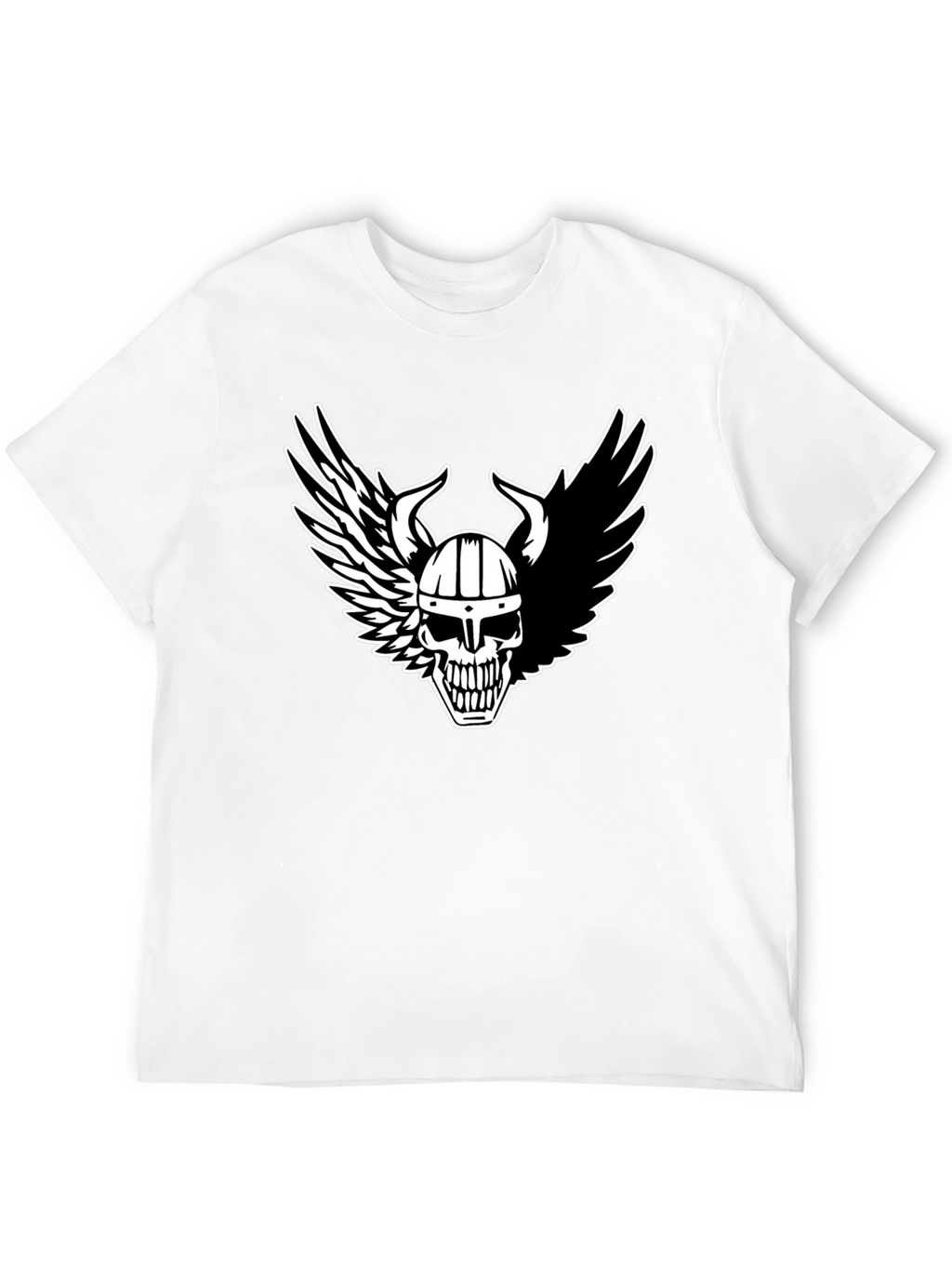 Viking Skull Winged T-Shirt - Black