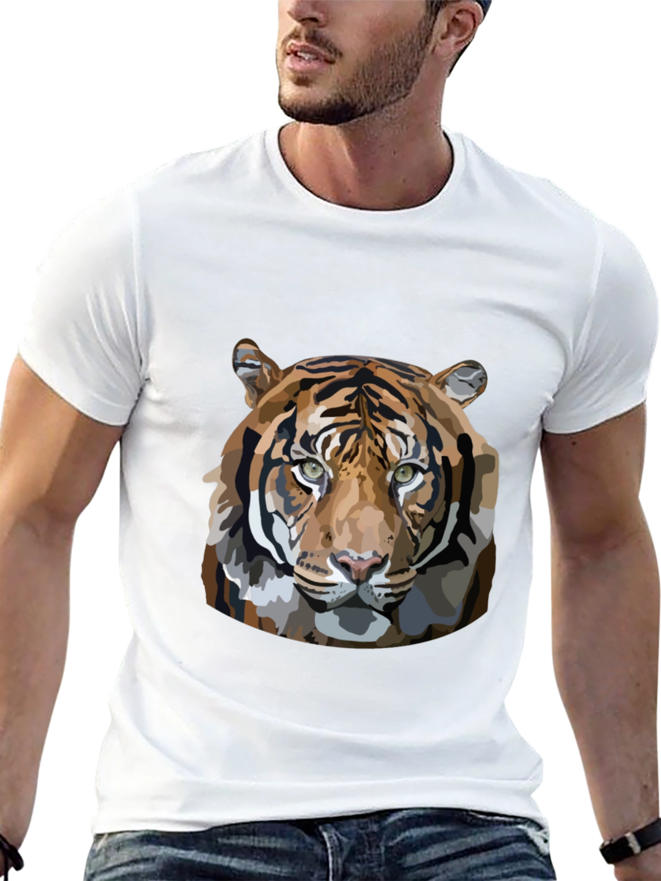 Tiger Graphic Print Mens Black T-Shirt