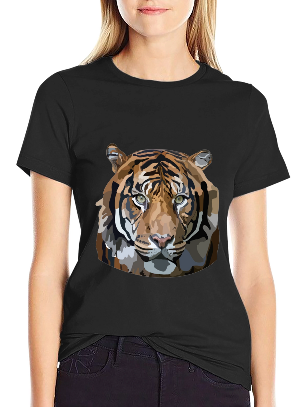 Tiger Graphic Print Mens Black T-Shirt