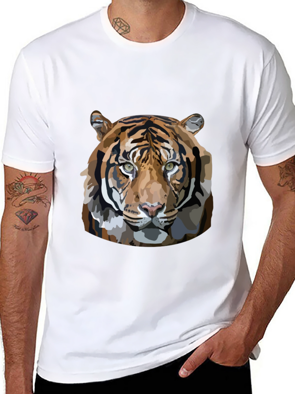 Tiger Graphic Print Mens Black T-Shirt