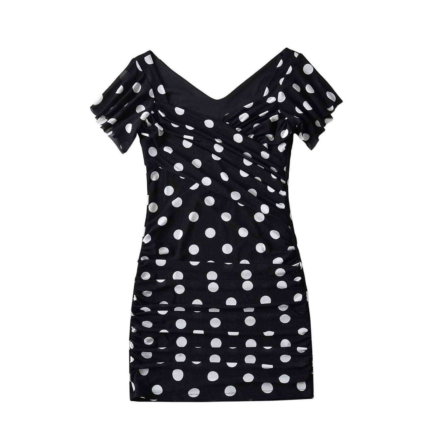Polka dot mesh flying sleeves A-line skirt