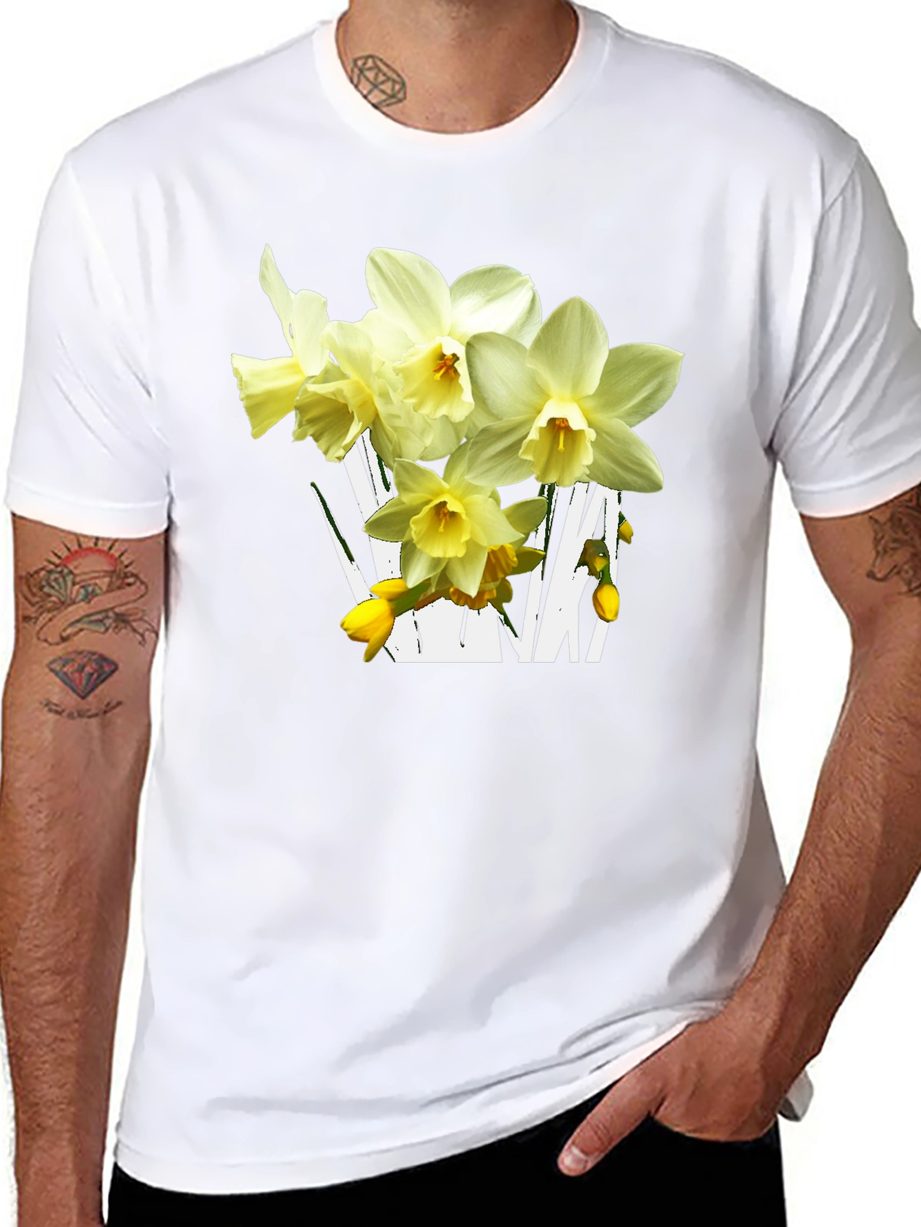 Floral Graphic T-Shirt - Daffodil Design