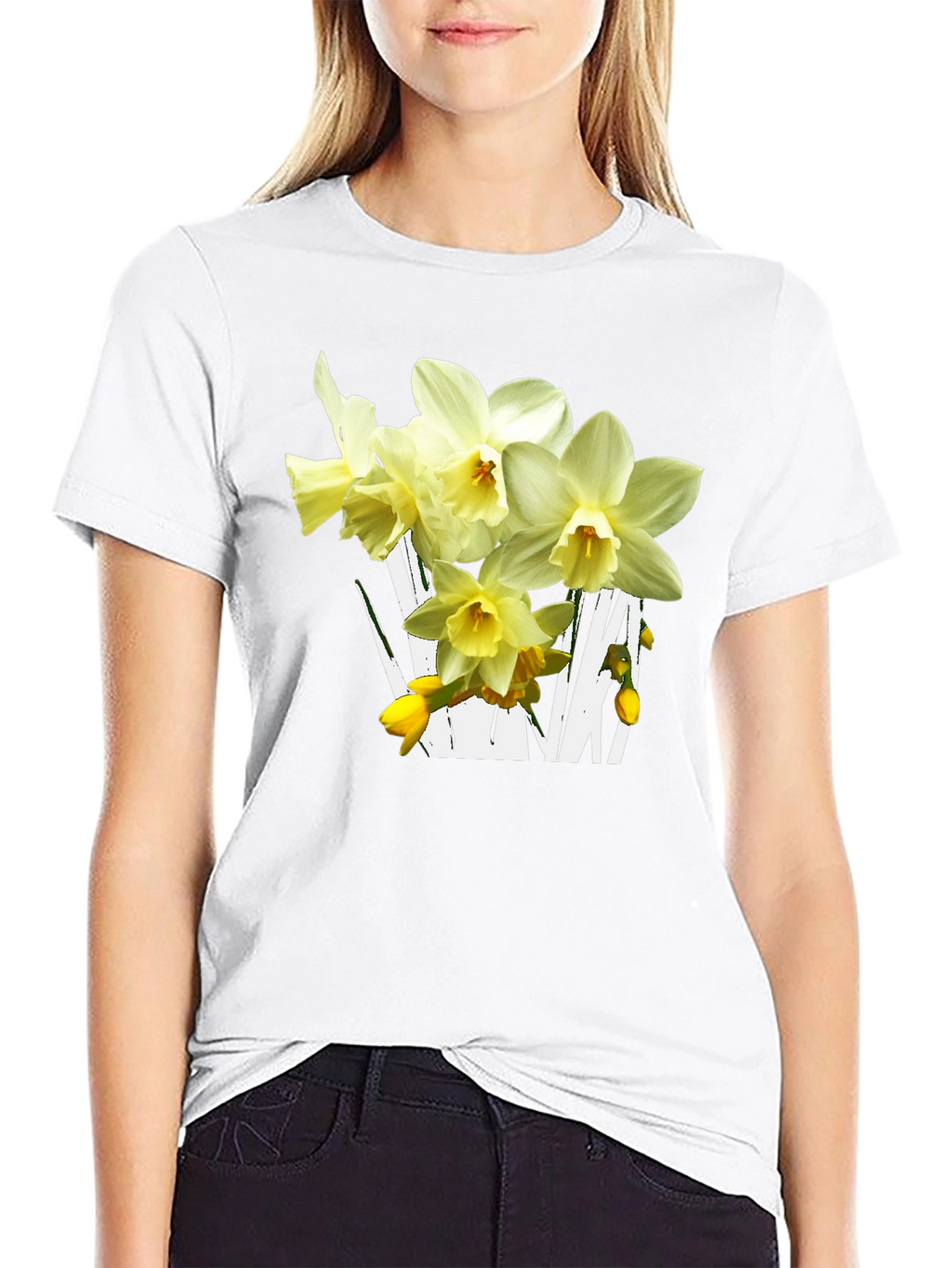 Floral Graphic T-Shirt - Daffodil Design