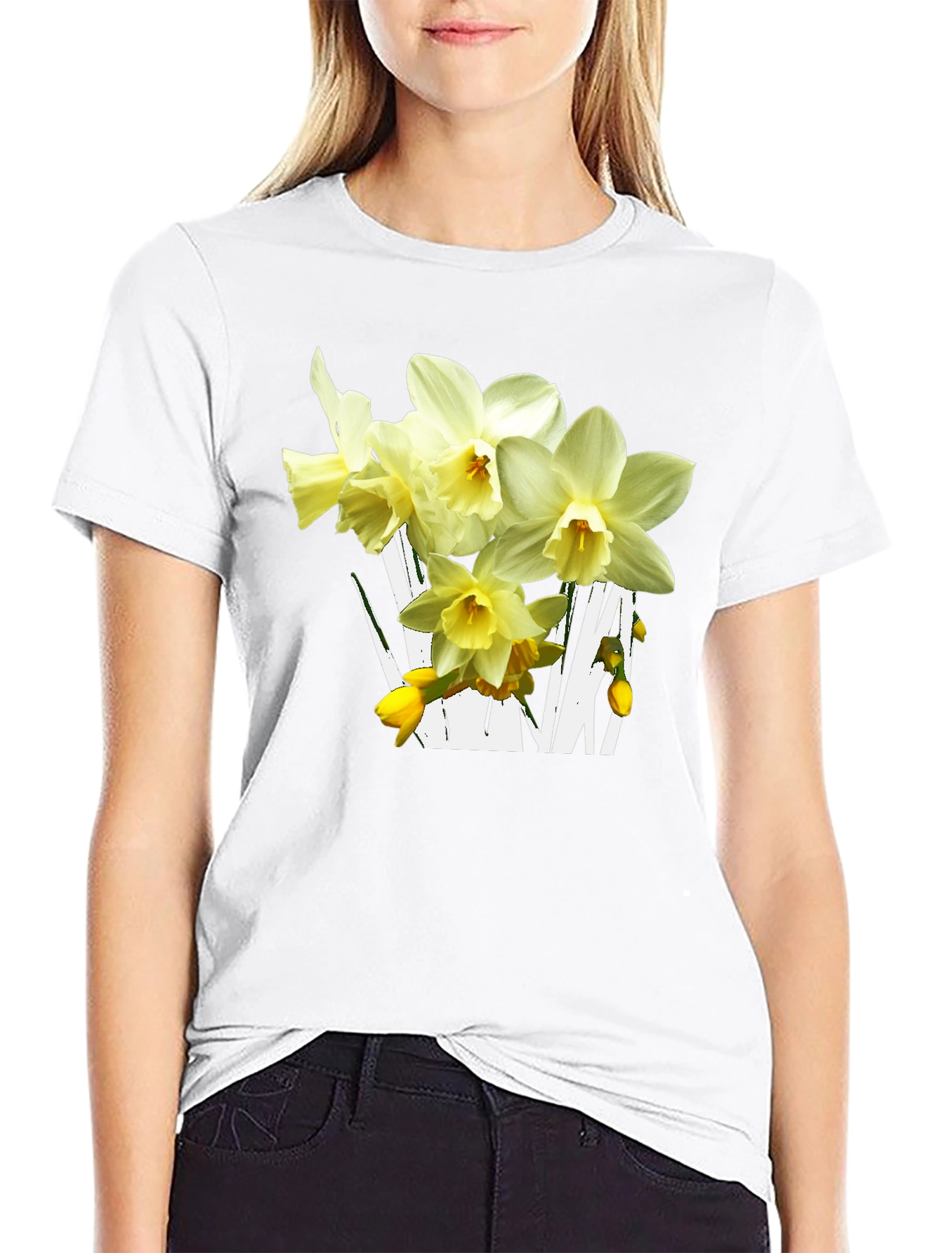 Floral Graphic T-Shirt - Daffodil Design