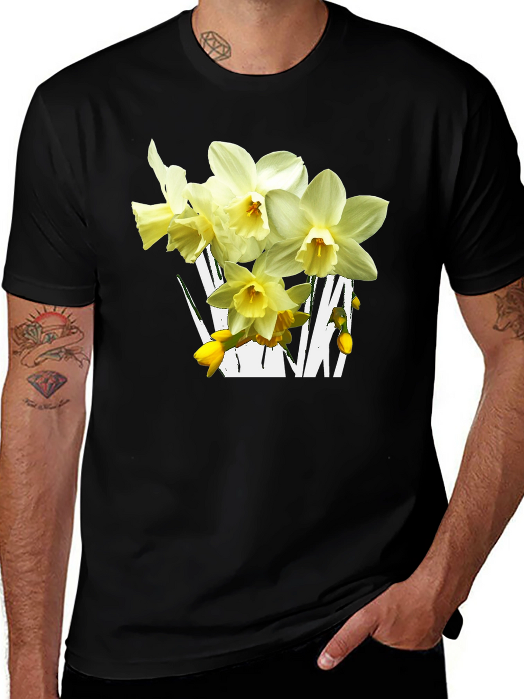 Floral Graphic T-Shirt - Daffodil Design