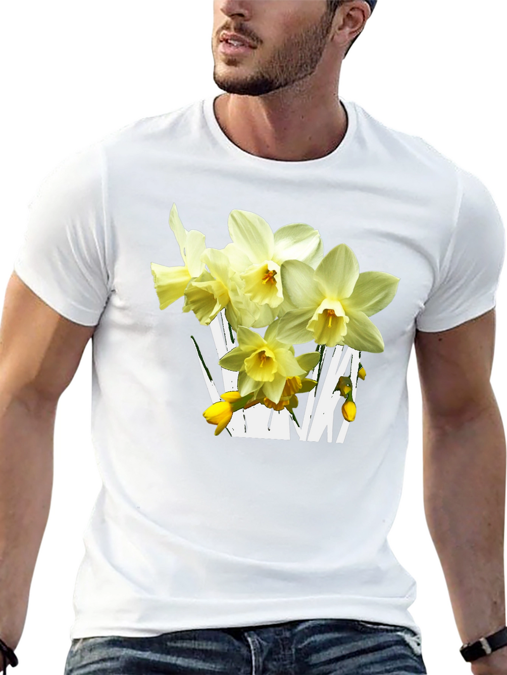 Floral Graphic T-Shirt - Daffodil Design
