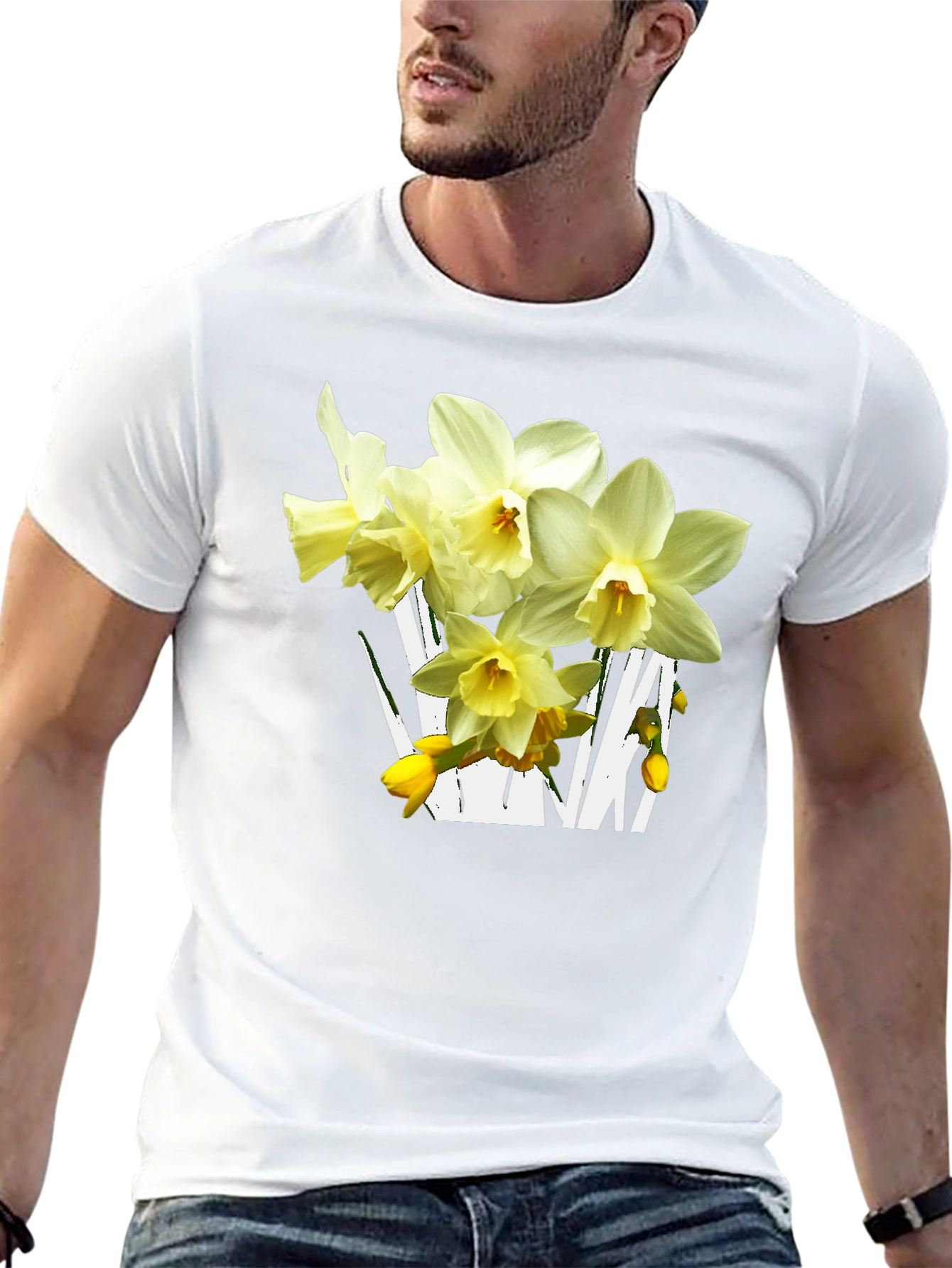 Floral Graphic T-Shirt - Daffodil Design