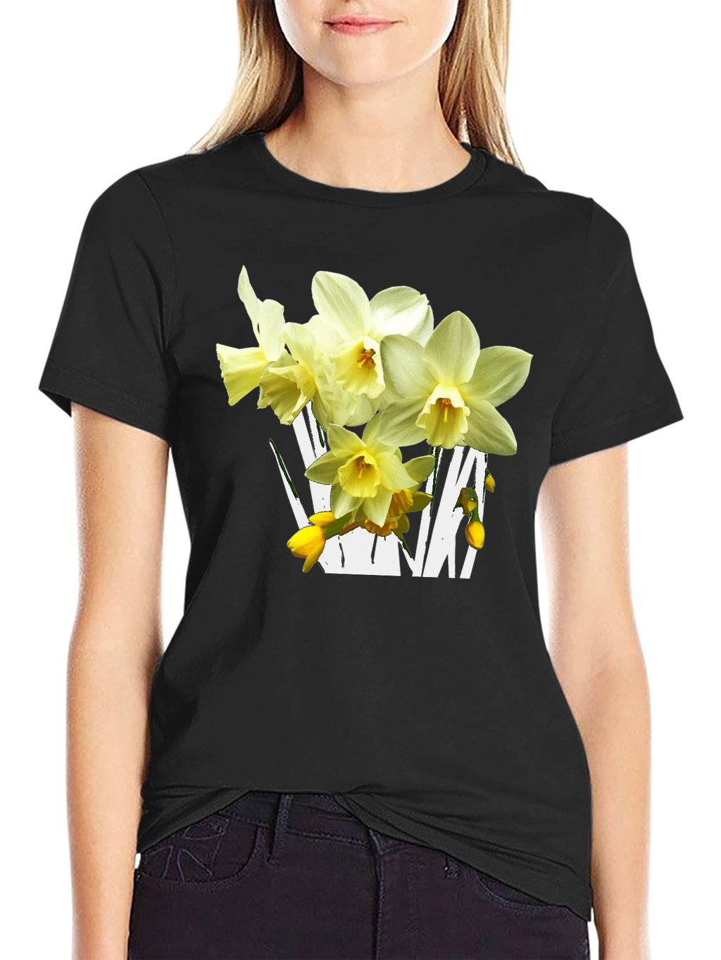 Floral Graphic T-Shirt - Daffodil Design