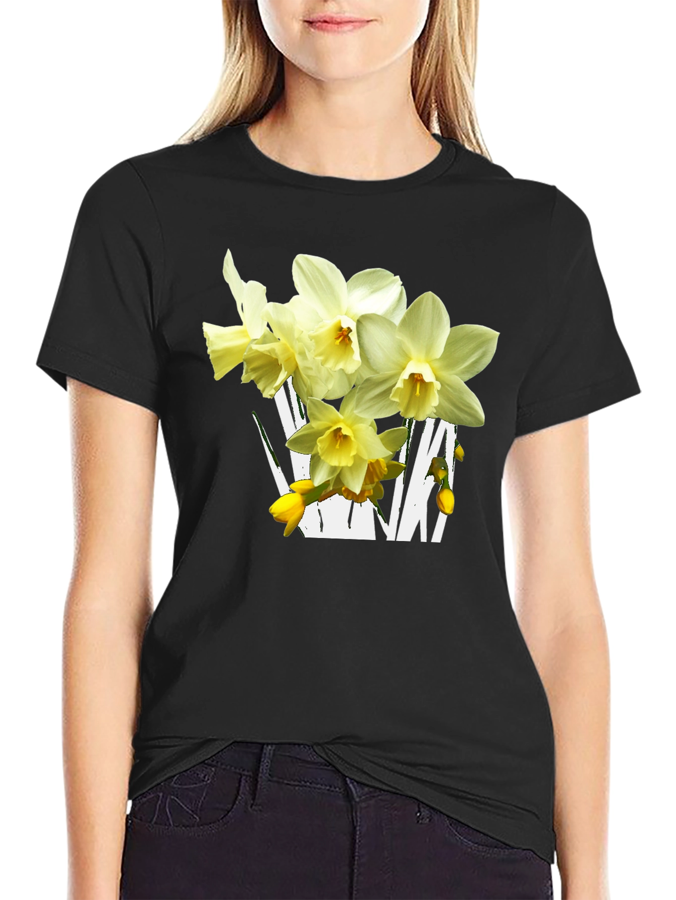 Floral Graphic T-Shirt - Daffodil Design