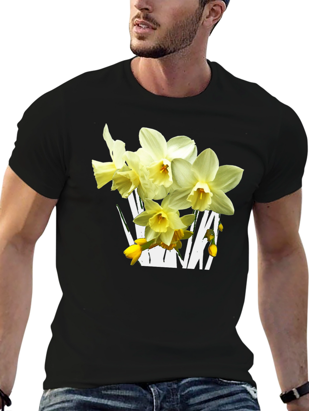 Floral Graphic T-Shirt - Daffodil Design