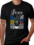 Peace Sign Graphic Black T-Shirt