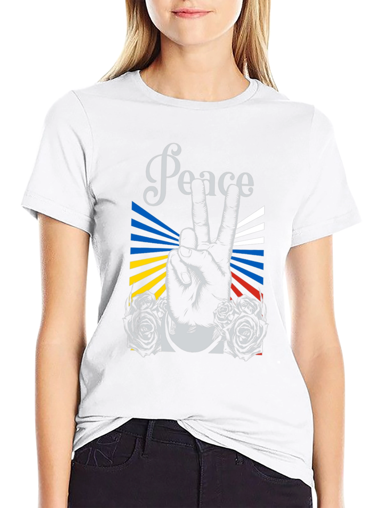 Peace Sign Graphic Black T-Shirt