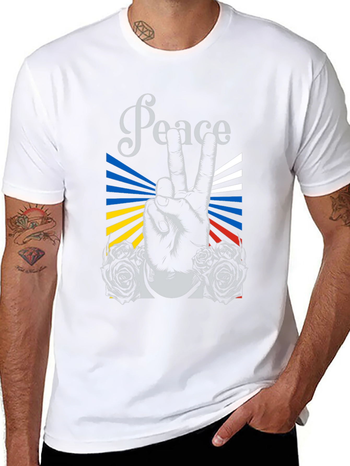 Peace Sign Graphic Black T-Shirt